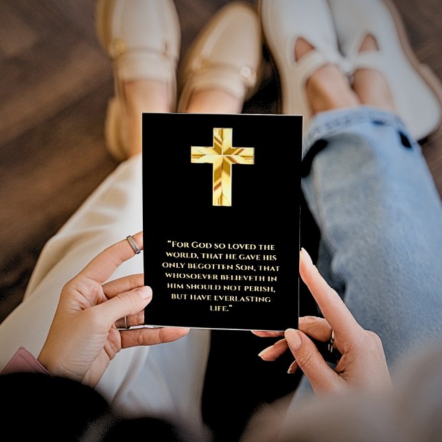 Carte Dorée John 3:16 Gold Cross (John 3:16 Gold Foil Gospel Track)