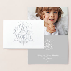 Carte Dorée Joie au Monde Céleste Silver Foil Noël