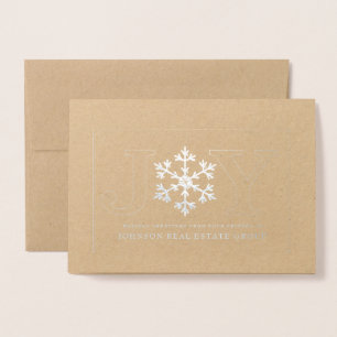 Carte Dorée Joie et flocon de neige Salutations de vacances