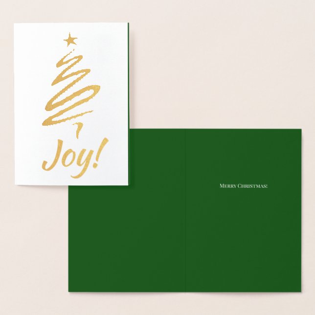 Carte Dorée Joie ! Joyeux Noël Joyeux Noël Arbre Vert tes mots (Affichage)