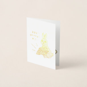 Carte Dorée Joli Petit Lapin Tenant Sa Carotte