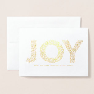 Carte Dorée JOY Foliage Typographie de Noël Photo