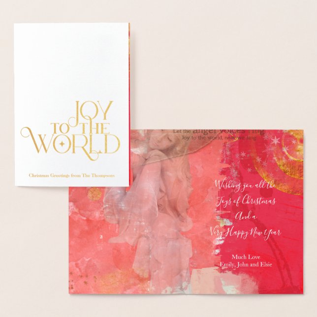 Carte Dorée Joy To The World Christmas Carol Noms Angel (Affichage)