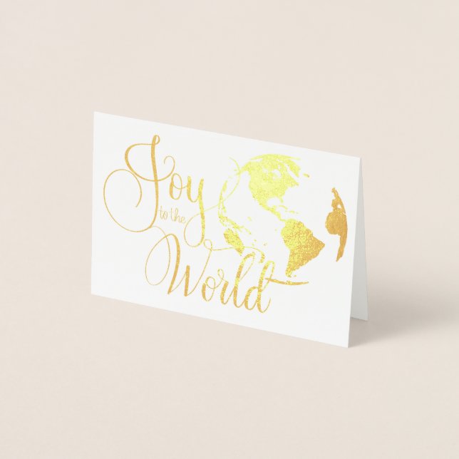 Carte Dorée Joy to the World Handlettered Christmas Foil Card (Devant)