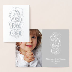 Carte Dorée Joy to the World Lord Come - Calligraphie religieu