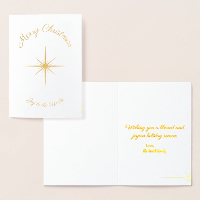 Carte Dorée Joy To The World Photo Greeting (Affichage)