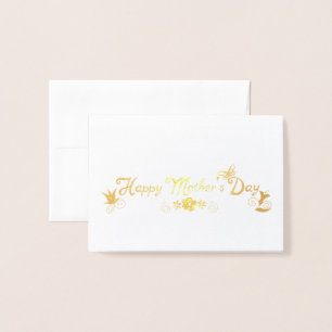 Carte Dorée Joyeuse Fête des Mères Floral & Papillon