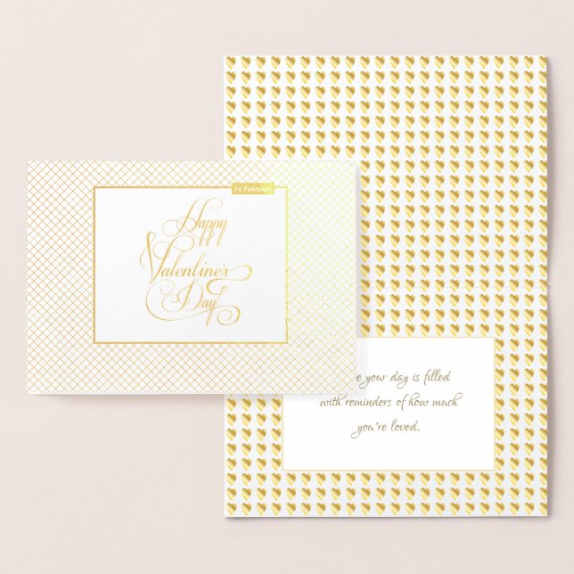 Carte Dorée Joyeuse Saint-Valentin Luxe Élégant Or (Affichage)
