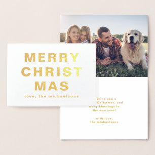 Carte Dorée Joyeuse typographie de Noël avec Noël photo