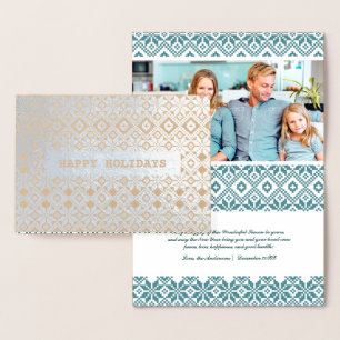 Carte Dorée Joyeuses fêtes. Photo personnalisée Luxe