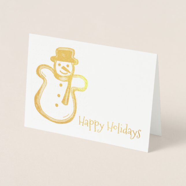 Carte Dorée Joyeuses vacances Snowman Cookie Noël Hanoukka (Devant)
