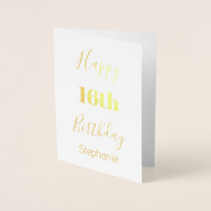 Carte Dorée Joyeux 16e anniversaire personnalisé Nom d'âge Swe