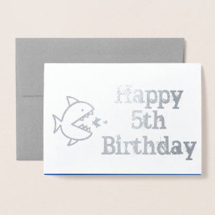Carte Dorée Joyeux 5 Anniversaire Cute Sharks Kids Salutation
