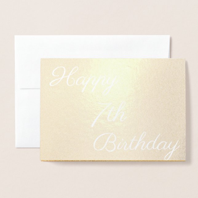 Carte Dorée Joyeux 7ème anniversaire d'or (Devant avec enveloppe)