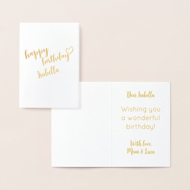CARTE DORÉE JOYEUX ANNIVERSAIRE AMOUR COEUR PERSONNALISÉ CALLI (Affichage)