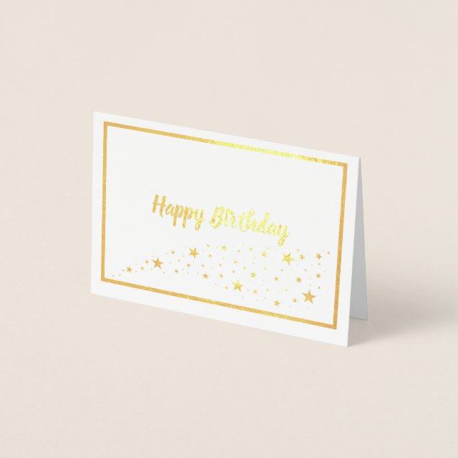 Carte Dorée Joyeux Anniversaire Avec Stars Trail Gold Foil Car (Devant)