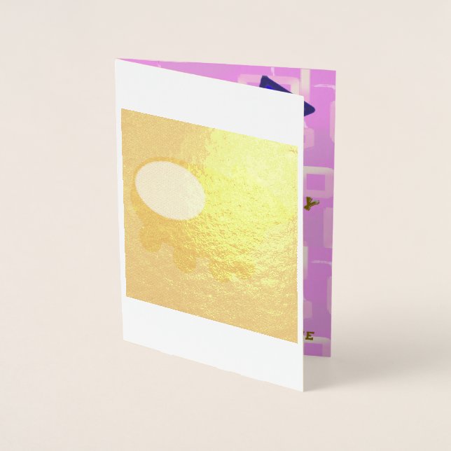 Carte Dorée Joyeux Anniversaire Puppy Spacship Chef Ducky Pink (Devant)