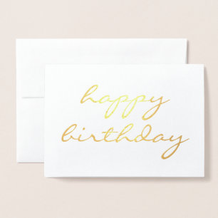 Carte Dorée Joyeux anniversaire simple calligraphie Gold Foil 