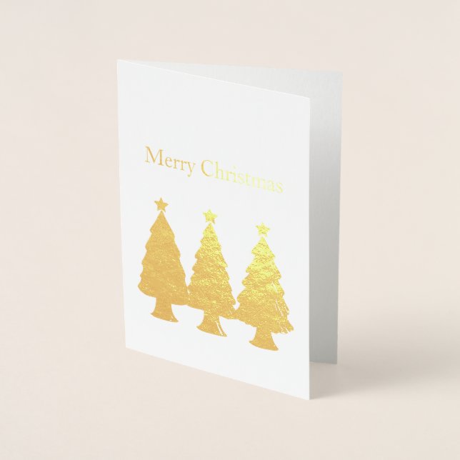Carte Dorée Joyeux arbres de Noël (Devant)