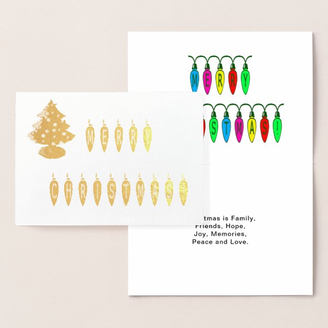 Carte Dorée Joyeux feu de Noël Police, Arbre, Verse, ZAtoZ (Affichage)