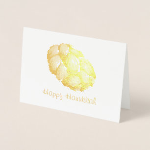 Carte Dorée Joyeux Hanoukka Chanukah Fêtes juives Challah