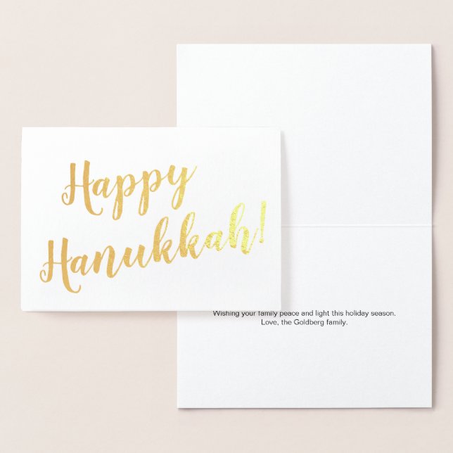 Carte Dorée Joyeux Hanukkah écriture moderne typographie perso (Affichage)