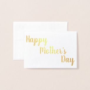 Carte Dorée Joyeux Jour des Mères Gold Foil Script Élégant