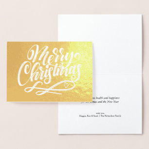 Carte Dorée Joyeux minimaliste de Noël Main Lettrée d'or