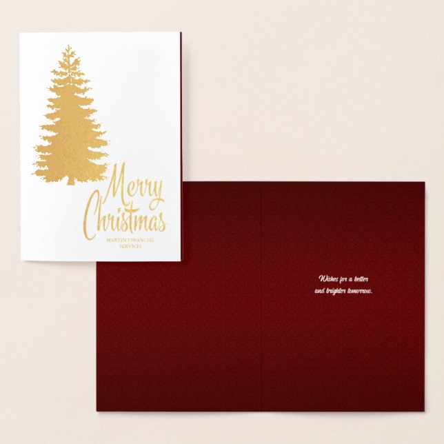 Carte Dorée Joyeux Noël Arbre Rouge et Or (Affichage)