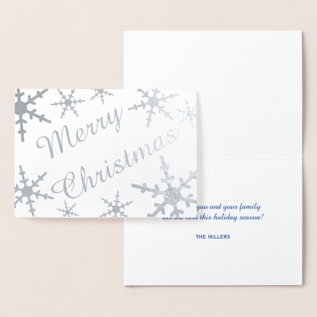 Carte Dorée Joyeux Noël argenté Snowflakes (Affichage)