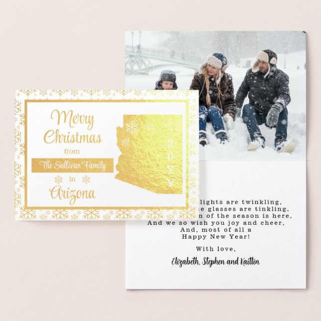 Carte Dorée Joyeux Noël de Arizona State Photo (Affichage)