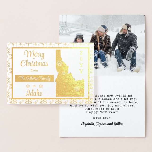 Carte Dorée Joyeux Noël de l'Etat d'Idaho | Photo (Affichage)