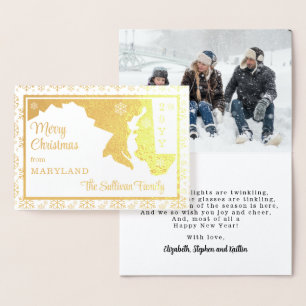 Carte Dorée Joyeux Noël de Maryland State   Photo