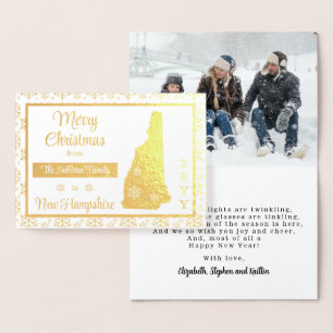 Carte Dorée Joyeux Noël de New Hampshire State   Photo