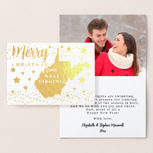 Carte Dorée Joyeux Noël de Virginie Occidentale Photo de l'éta