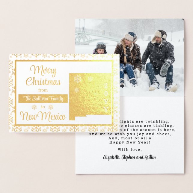 Carte Dorée Joyeux Noël depuis le Nouveau Mexique Photo de l'E (Affichage)