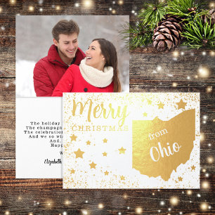Carte Dorée Joyeux Noël depuis Ohio State Photo