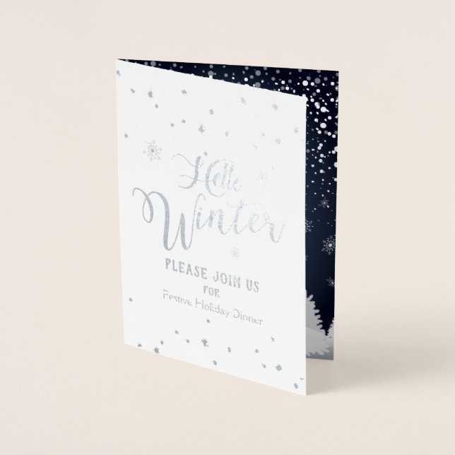 Carte Dorée Joyeux Noël et Bonne Année ! Neige d'hiver 2025 (Devant)