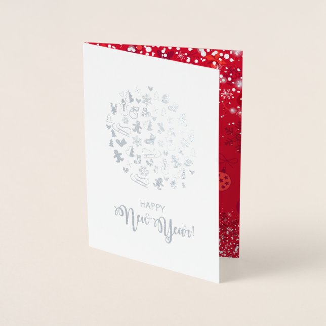 Carte Dorée Joyeux Noël et Bonne Année ! Neige XMAS 2025 (Devant)