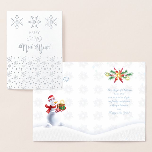 Carte Dorée Joyeux Noël et Bonne Année ! Neige XMAS 20XX (Affichage)