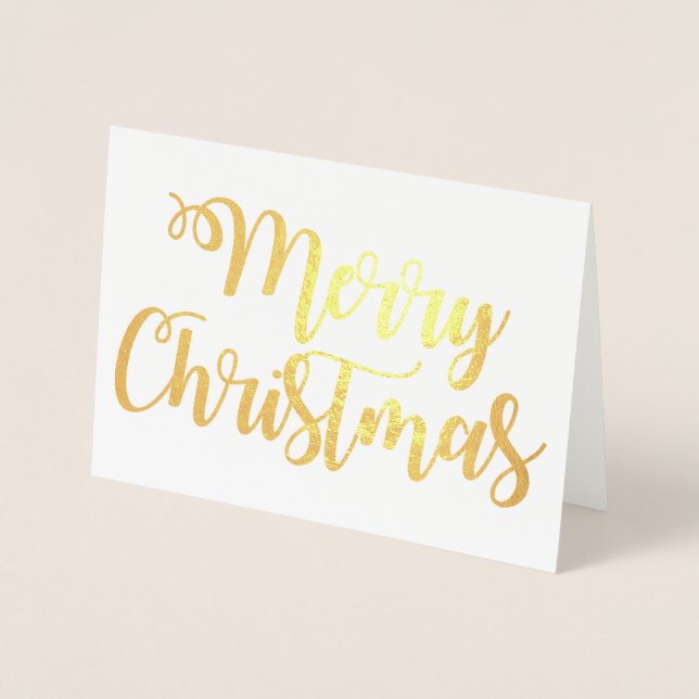 Carte Dorée Joyeux Noël Fancy Typographie Script (Devant)