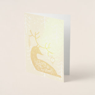 Carte Dorée Joyeux Noël Reindeer Cosy