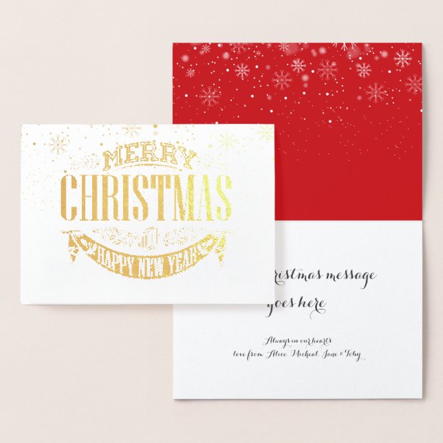 Carte Dorée Joyeux Noël Snowflakes Classic Gold (Affichage)