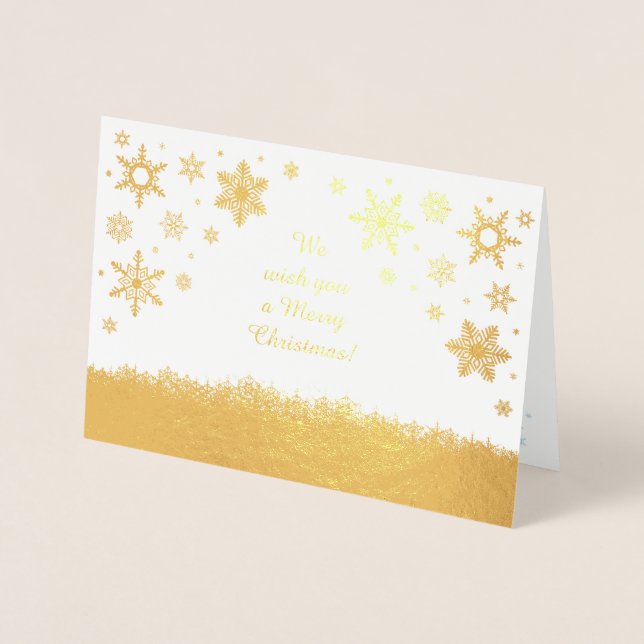 Carte Dorée Joyeux Noël Snowflakes Gold (Devant)