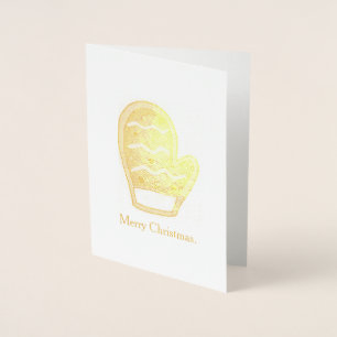 Carte Dorée Joyeux Noël Vacances Sucre Cookie Hiver Mitten