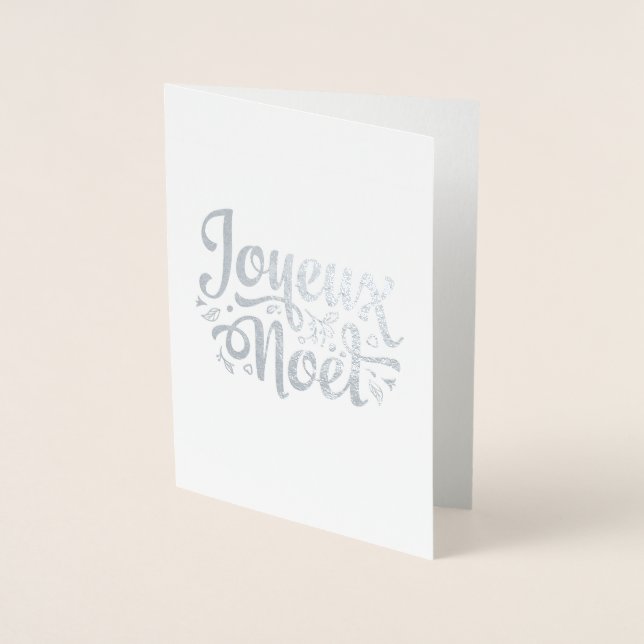 Carte Dorée Joyeux Noel voeux de Noël argent (Devant)