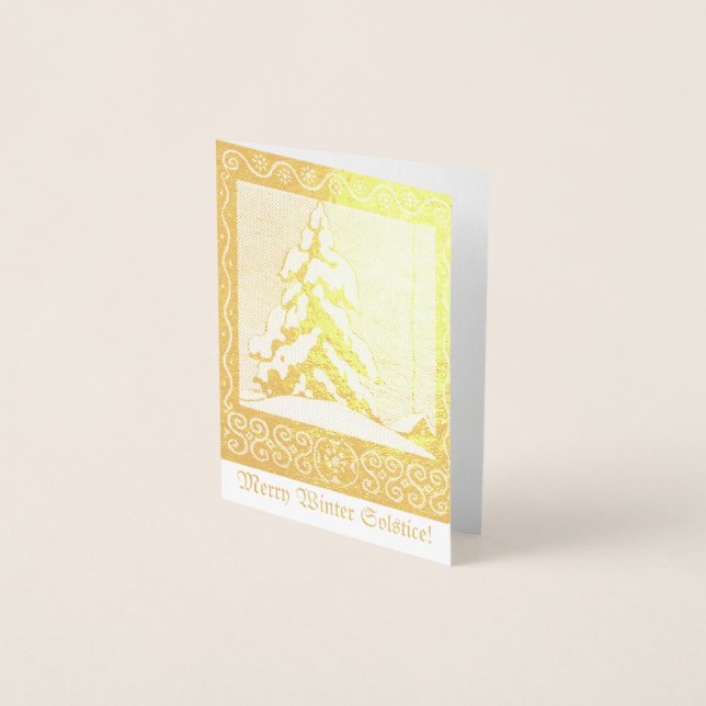 Carte Dorée Joyeux Solstice d'hiver ! (Devant)