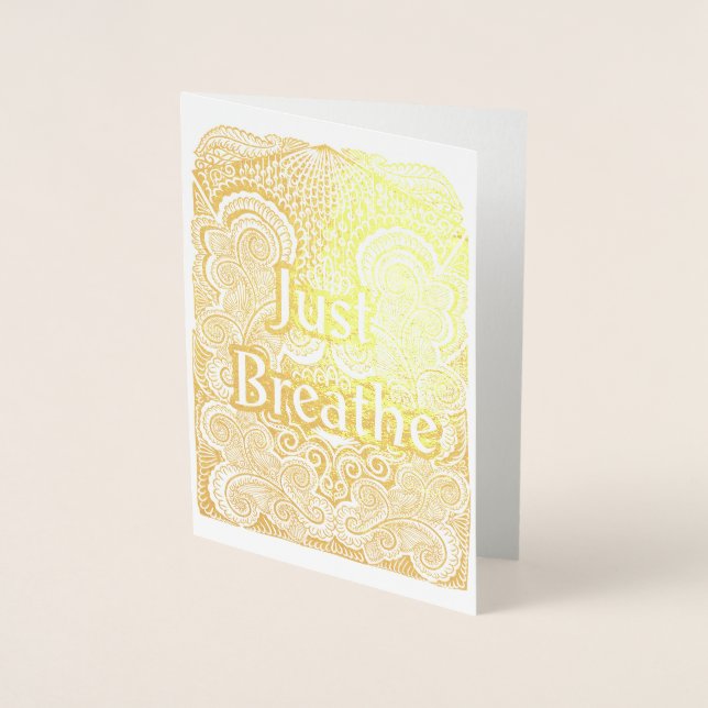 Carte Dorée Just Breathe - Calmer Mandala Inspiré (Devant)