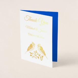 Carte Dorée Kissing Blue Jays Mariage de automne personnalisé