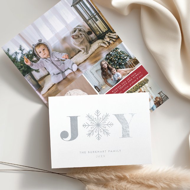 Carte Dorée La joie festive | Photo de Noël Collage Argent (Créateur téléchargé)